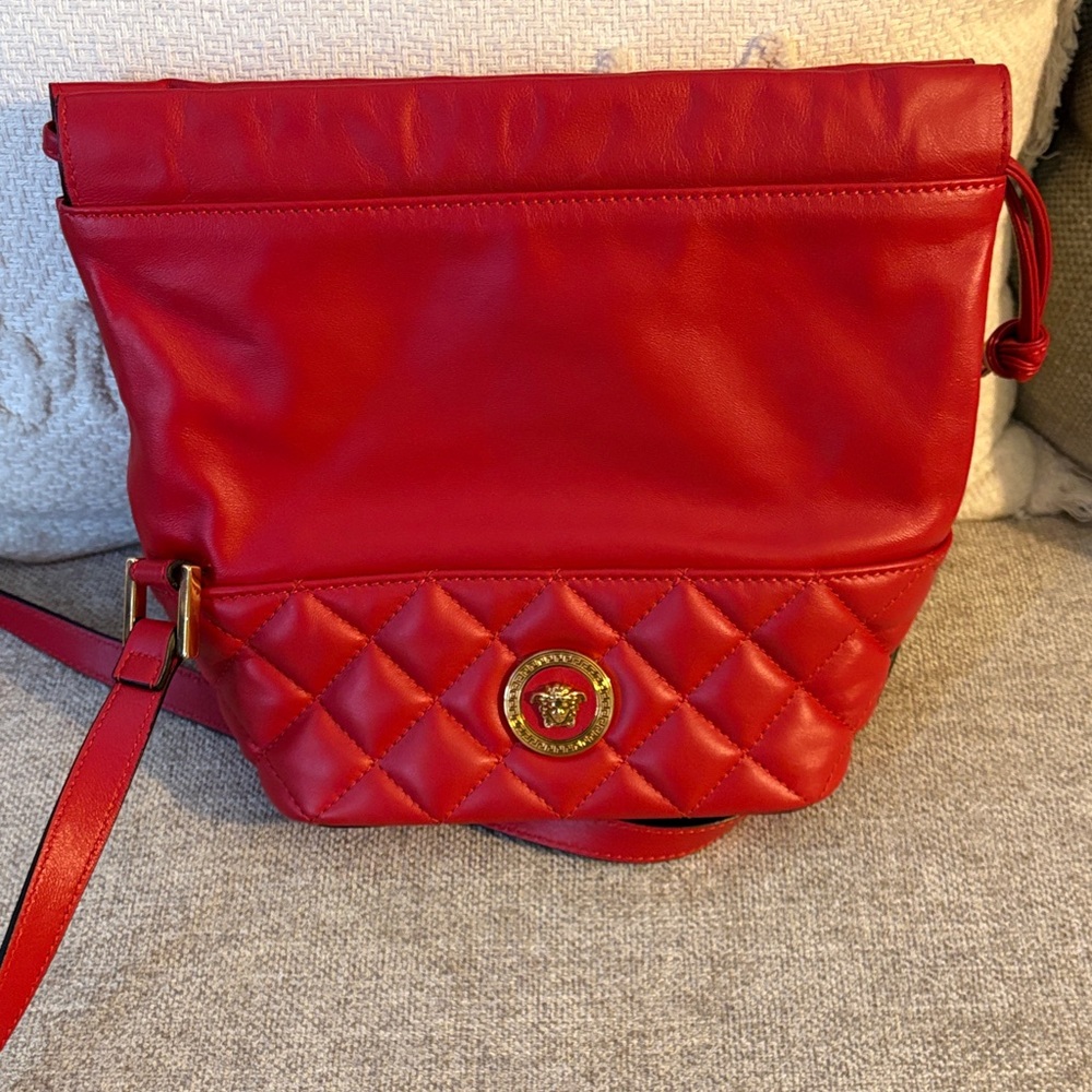 Versace Red Crossbody Bag with Quilted Detail
